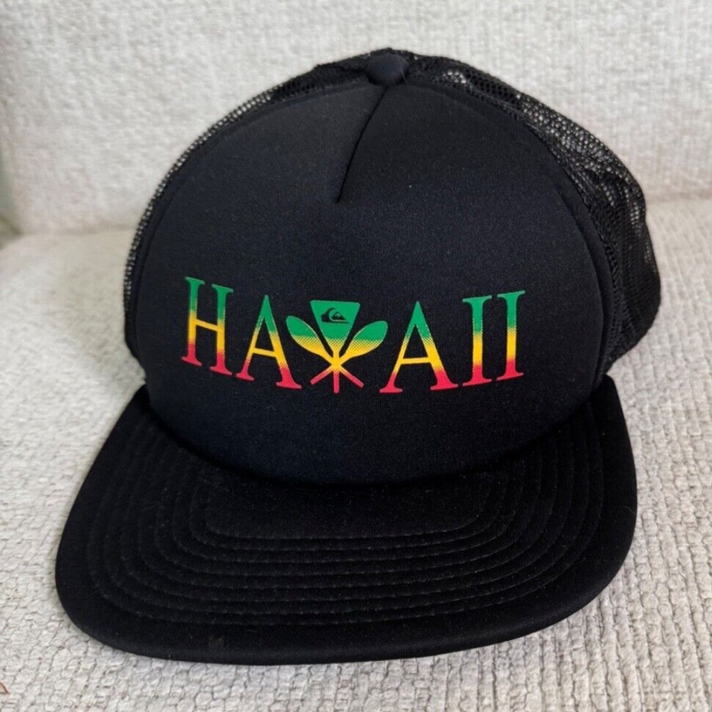 Quicksilver Hawaii Colors Foam Mesh Snapback Trucker Hat Surfer Hawaiian Flag - Picture 1 of 7